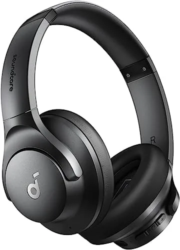 Front view of the Soundcore Q20i over-ear headphones in matte black
