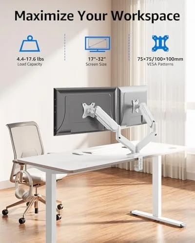 Close look at the MOUNTUP Dual Monitor Stand for Desk, Monitor Arms for 2 build quality
