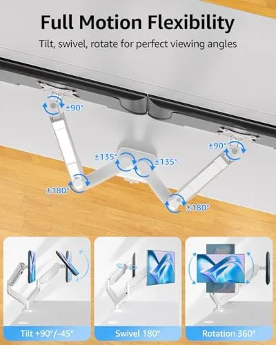 Another view of the MOUNTUP Dual Monitor Stand for Desk, Monitor Arms for 2