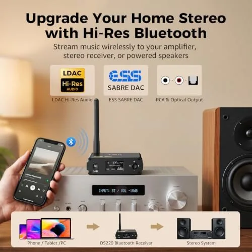 Close look at the 1Mii DS220 Bluetooth Receiver for Home Stereo, Hi-Res LDAC & build quality