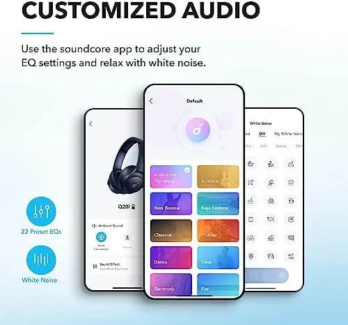 The Soundcore by Anker Q20i Hybrid Active Noise Cancelling Headphones, Blue in real use