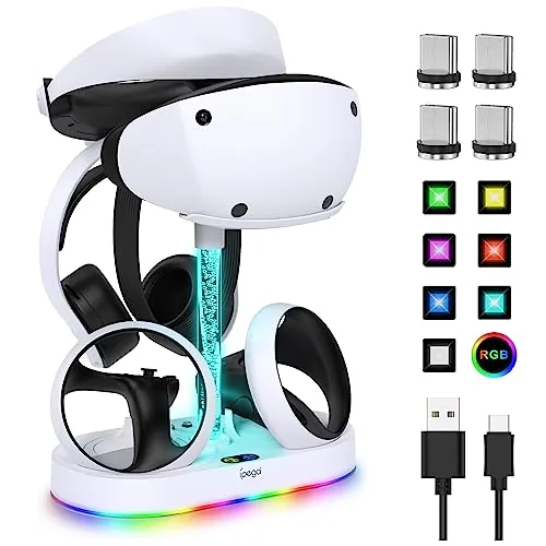 FASTSNAIL RGB charging stand with the PS VR2 headset and controllers