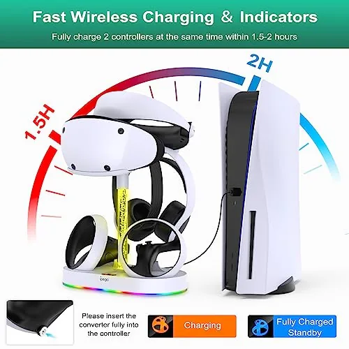 The RGB modes cycling through colors on the charging base