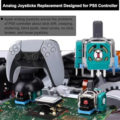 Close up of the analog modules and thumbsticks in the kit