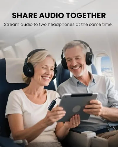 Another view of the Avantree Relay Airplane Bluetooth Adapter for 2 AirPods or Headphones