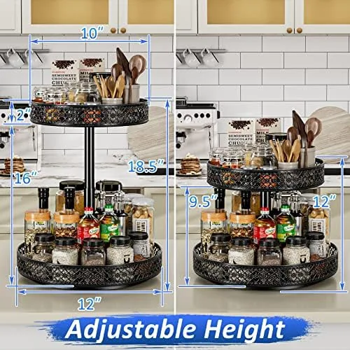 The upper tier raised to hold taller bottles on the base