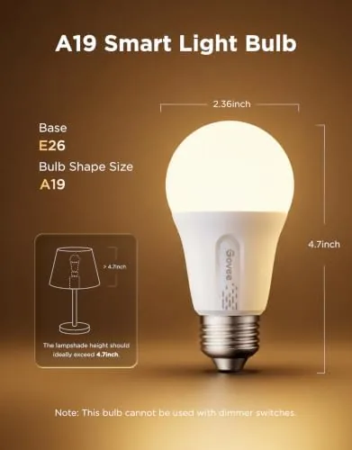 One bulb screwed into a bedside lamp in a bedroom