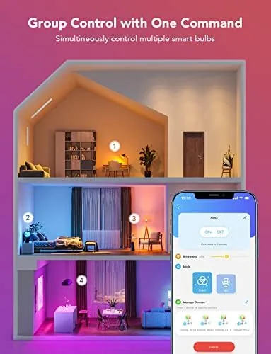 The bedroom bulb glowing a soft color scene at night
