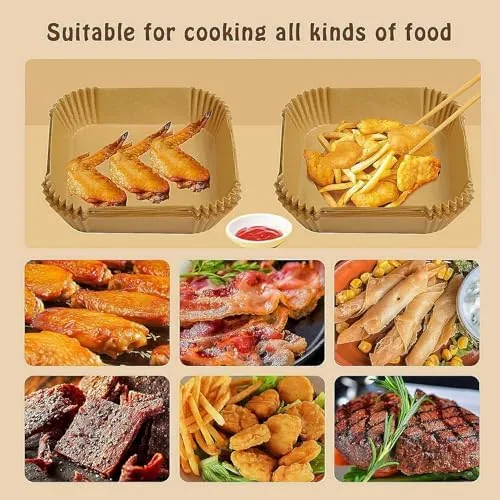 Another view of the 100 Pcs Mini Air Fryer Liners Disposable for Most 2-5