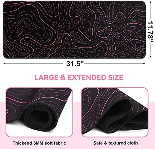 Close look at the DIGSOM Gaming Mouse Pad, Black with Red Topographic Line, 31.5x11.8in build quality
