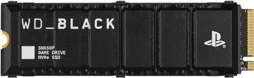 The WD_BLACK SN850P drive with its fitted heatsink on a desk