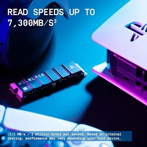 The installed drive inside the closed PS5 console on a shelf