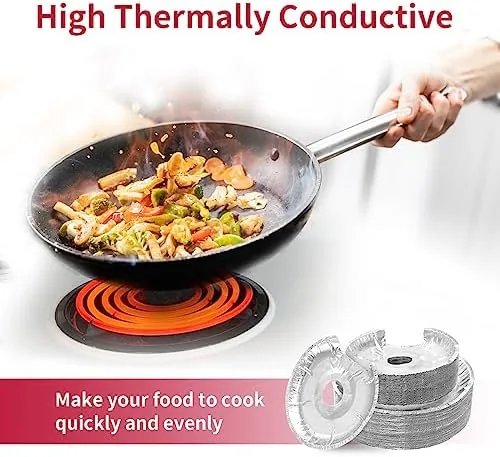 Pot simmering on an electric coil with the aluminum cover underneath