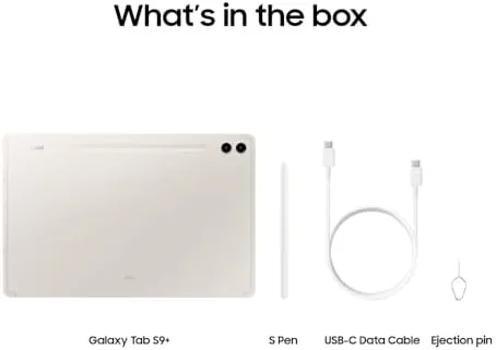 Tab S9+ side by side with a smaller tablet for scale