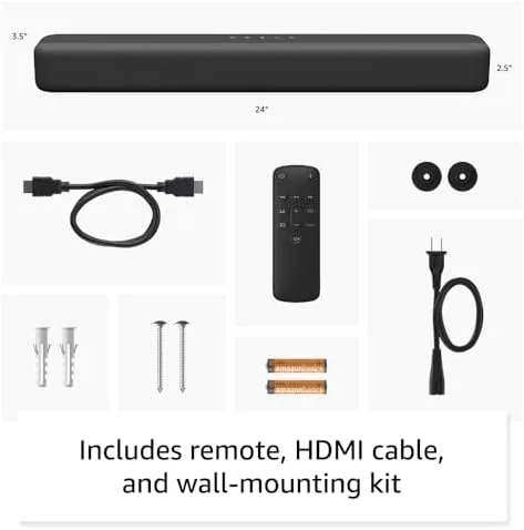 Unboxing the Amazon Fire TV Soundbar with the bar, remote, and cables