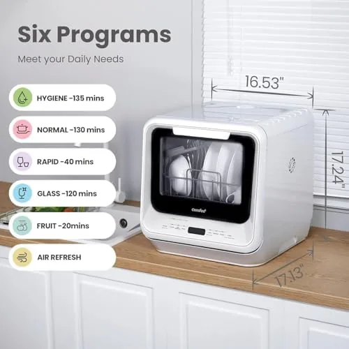 Another view of the COMFEE' Portable Dishwasher Countertop with 5L Built-in Water Tank, No