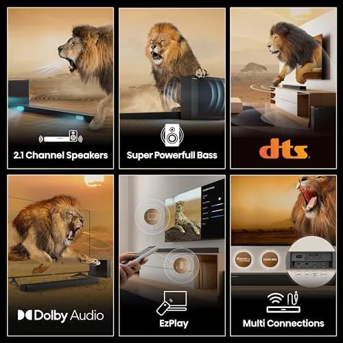 The wireless subwoofer beside the soundbar with the driver visible