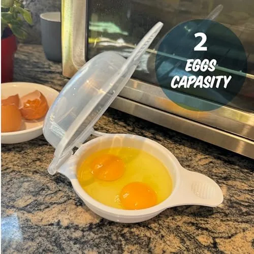 Whisked eggs being poured into the microwave egg cooker
