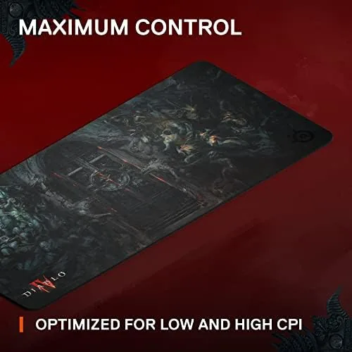 The SteelSeries QcK Gaming Mouse Pad - Diablo IV Edition in real use