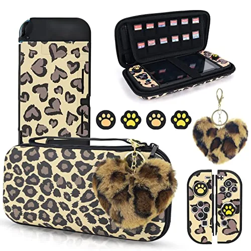 DLseego Brown Love Leopard Carrying Case for Switch, Cute Silicone Protective Soft Cover with Review: Tested and Rated