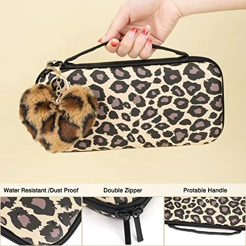 Close look at the DLseego Brown Love Leopard Carrying Case for Switch, Cute Silicone build quality