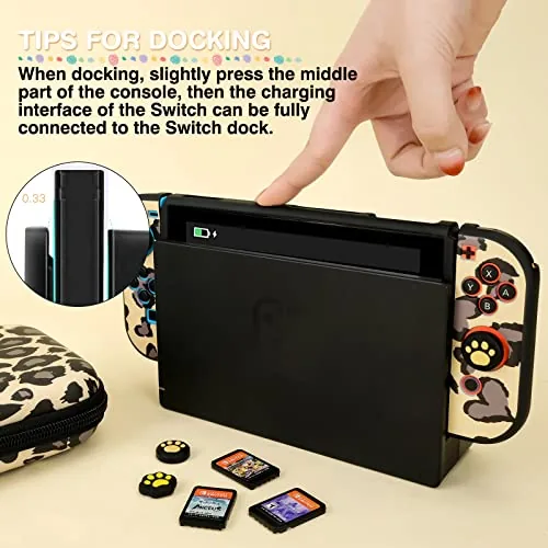 Another view of the DLseego Brown Love Leopard Carrying Case for Switch, Cute Silicone