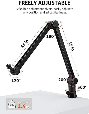 The Blue Yeti Microphone Boom Arm - Upgraded Heavy Duty Boom in real use