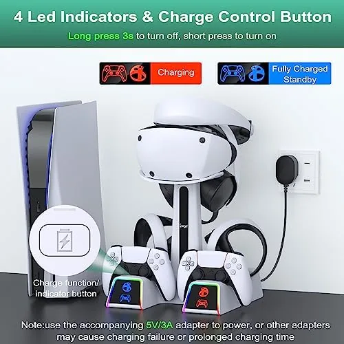 A DualSense controller being placed into the charging cradle
