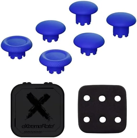 Close up of the mounting collar detail on the blue thumbstick caps
