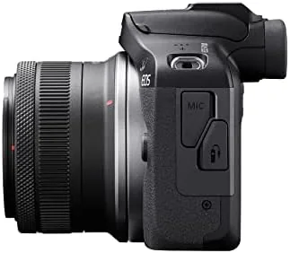 The EOS R100 next to an EOS R50 and a smartphone for comparison