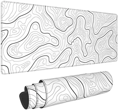 Abstract Topographic Map White Grey Black Gaming Mouse Pad Long Mouse Pad Large Desk Review: Tested and Rated