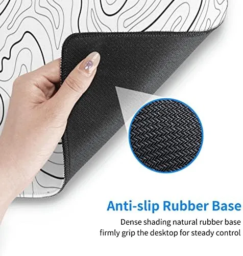 The Abstract Topographic Map White Grey Black Gaming Mouse Pad Long in real use