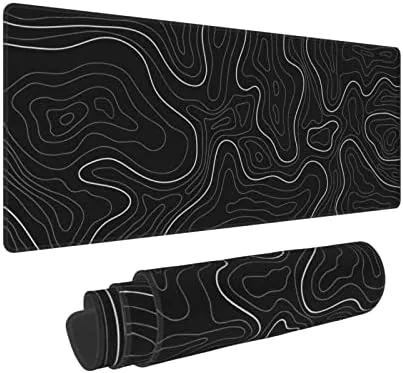 The Abstract Topographic Map White Grey Black Gaming Mouse Pad Long compared in context