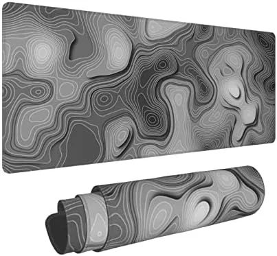 Testing the Abstract Topographic Map White Grey Black Gaming Mouse Pad Long over two weeks