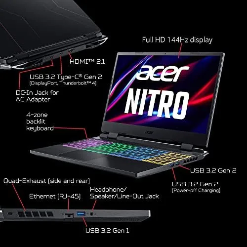 Another view of the acer Nitro 5 Gaming Laptop | Intel 12th Gen i7-12650H