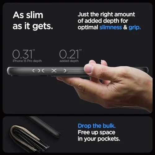 The Spigen Slim Armor CS Designed for iPhone 15 Pro Case compared in context