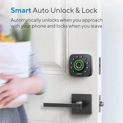 The smart lock app open on a phone showing the lock state and activity