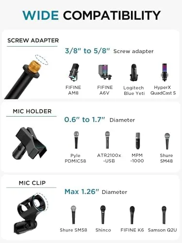 Another view of the InnoGear Mic Stand Tripod Boom Arm Floor Microphone Stand Height
