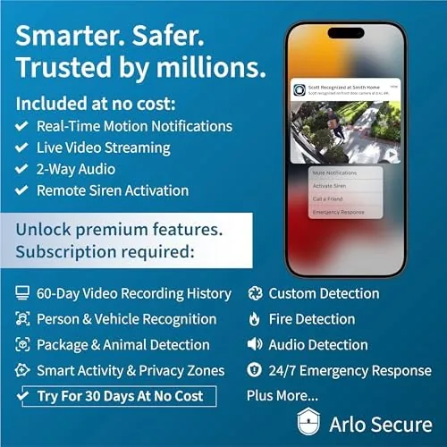 Arlo app event list showing labeled person and package detection alerts