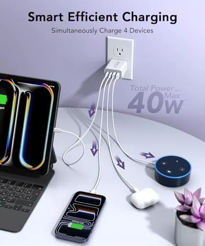 Close look at the [2-Pack] 40W USB C Charger Block, 4-Port Type C Fast build quality