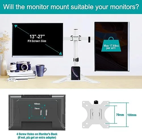 The MOUNT PRO Dual Monitor Stand, Free-Standing Full Motion Monitor Desk compared in context