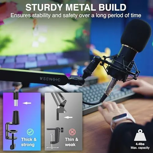 Another view of the SA-30 LP Low Profile Microphone Boom Arm, 360° Rotatable Mic