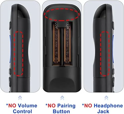Hand pressing the power button on the replacement remote toward a Roku box