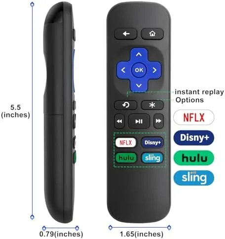 The remote working from across the living room pointed at a Roku Express box