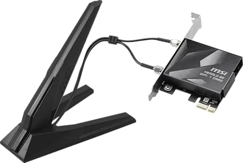 Close look at the MSI Herald WiFi 7 PCIe Card for Desktop PC BE9400 build quality