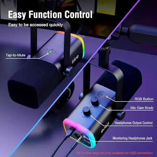 Another view of the FIFINE Gaming Microphone and Low Profile Arm Stand Bundle, XLR/USB