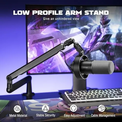Close look at the FIFINE Dynamic Microphone and Low Profile Arm Stand Set, XLR/USB build quality