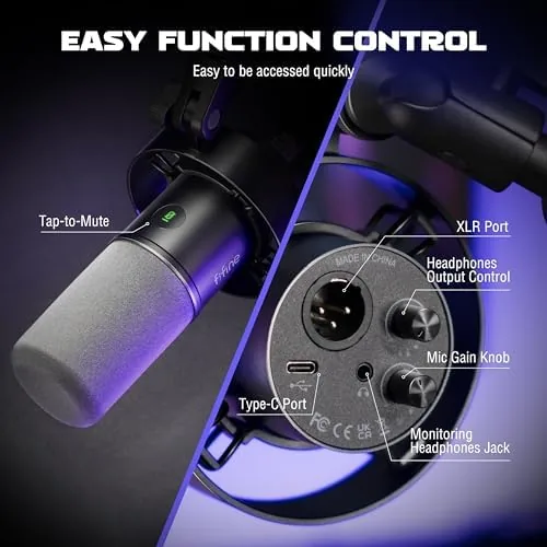 Another view of the FIFINE Dynamic Microphone and Low Profile Arm Stand Set, XLR/USB