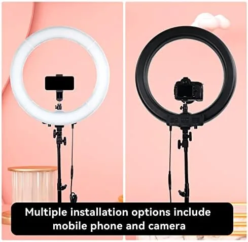 Another view of the 18-Inch Ring Light, 55W Dimmable 5500K Light with 240 LEDs