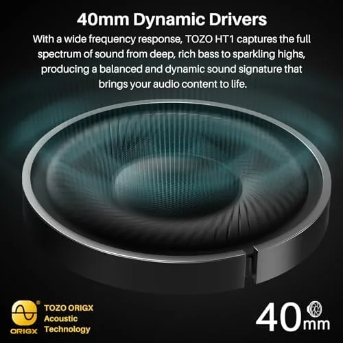 Close look at the TOZO Hybrid Active Noise Cancelling Headphones, Wireless Over Ear Bluetooth build quality